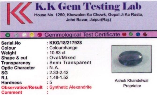 12.25-ratti-certified-alexandrite-stone Certificate (ID-109)