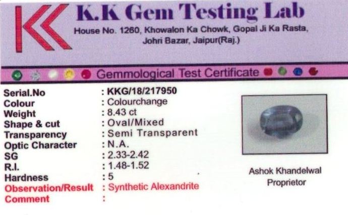 9.25-ratti-certified-alexandrite-stone Certificate (ID-125)