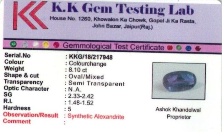 9.25-ratti-certified-alexandrite-stone Certificate (ID-124)