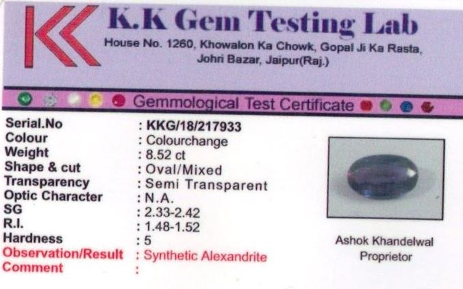 9.25-ratti-certified-alexandrite-stone Certificate (ID-126)
