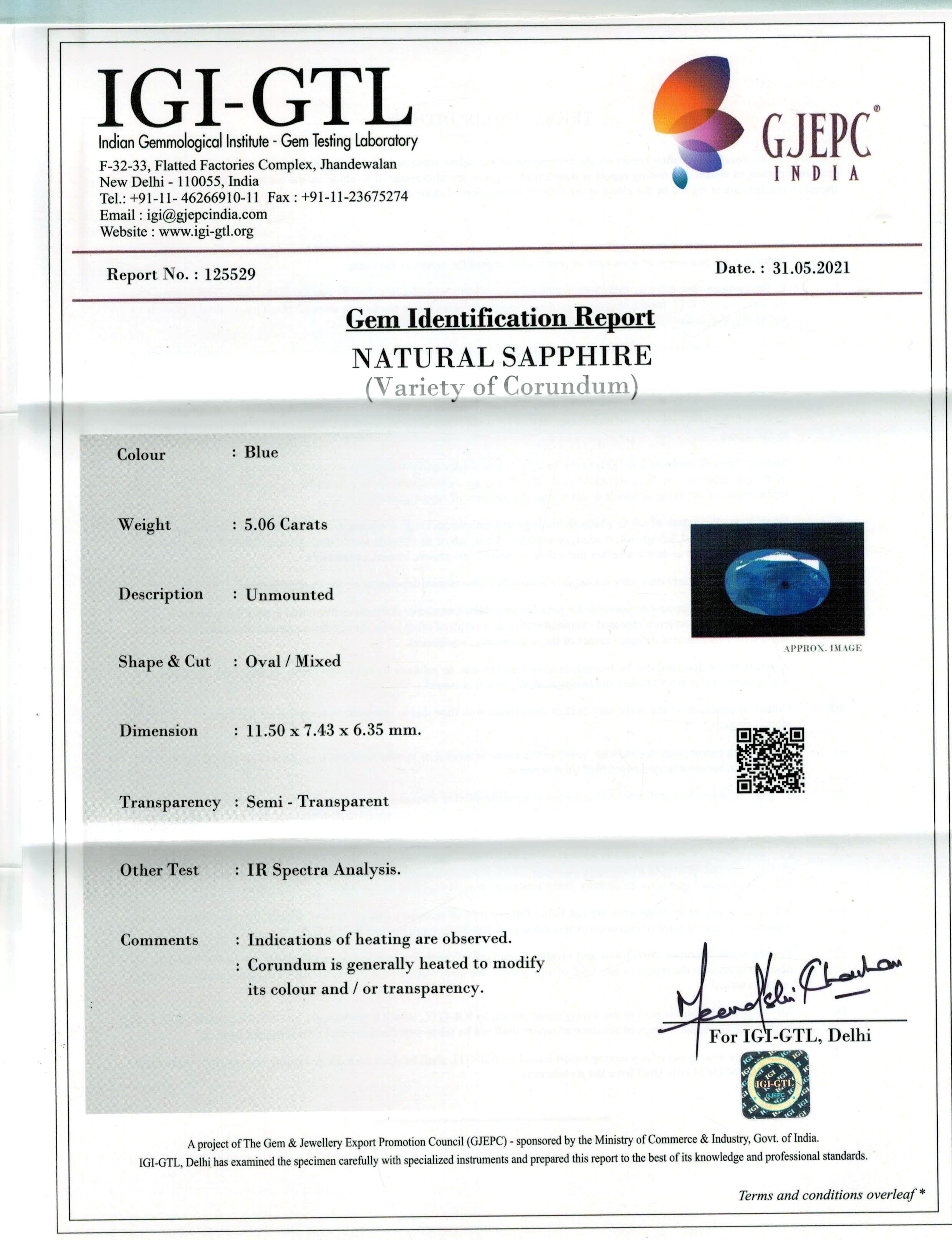 6-ratti-certified-srilankan-blue-sapphire Certificate (ID-445)