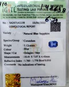 6-ratti-certified-srilankan-blue-sapphire Certificate (ID-462)