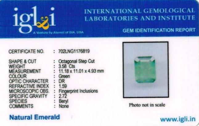 Click to view certificate 3.98-ratti-certified-emerald-gemstone Certificate (ID-332)