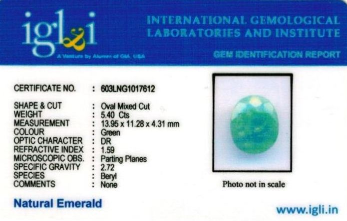Click to view certificate 6.25-ratti-certified-emerald-gemstone Certificate (ID-350)