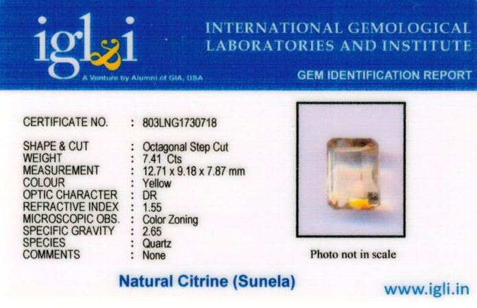 8.25-ratti-certified-citrine-sunela-Stone Certificate (ID-131)