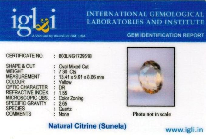 8.25-ratti-certified-citrine-sunela-Stone Certificate (ID-130)