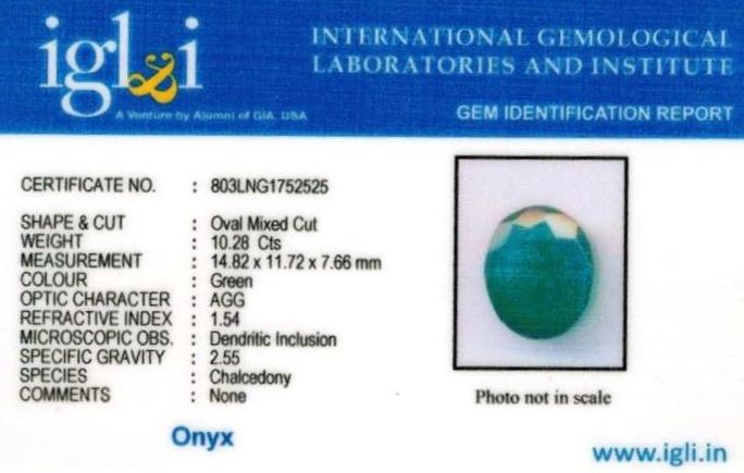 Click to view certificate 11.25-ratti-certified-greenonyx-stone Certificate (ID-108)