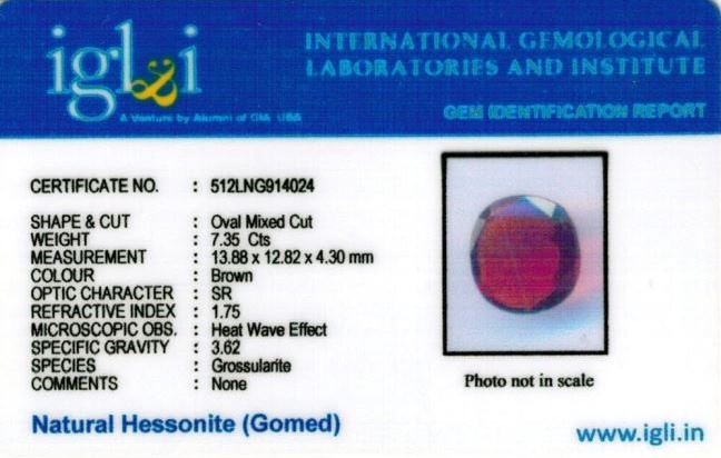 Click to view certificate 8.17-ratti-certified-hessonite-gomed-stone Certificate (ID-128)