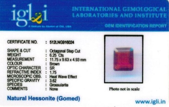 Click to view certificate 7-ratti-certified-hessonite-gomed-stone Certificate (ID-148)