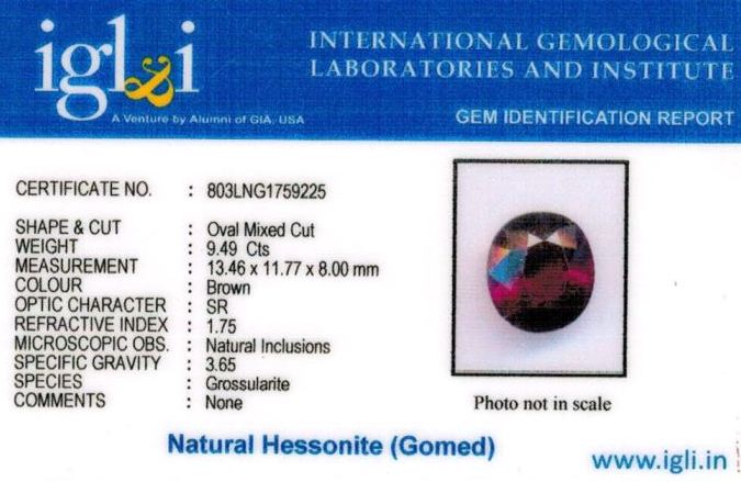 Click to view certificate 11-ratti-certified-hessonite-gomed-stone Certificate (ID-191)