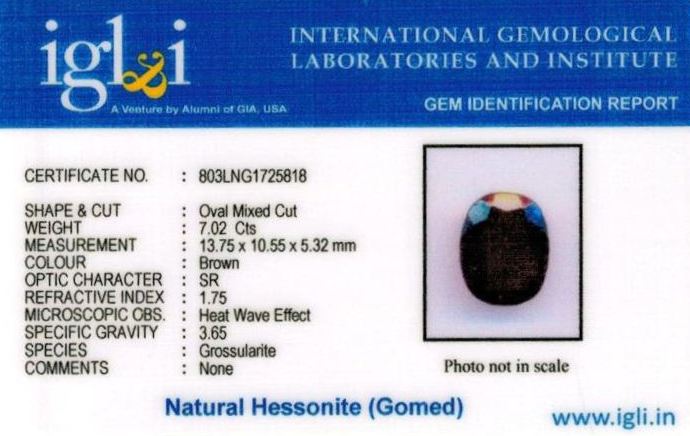 Click to view certificate 8-ratti-certified-hessonite-gomed-stone Certificate (ID-209)