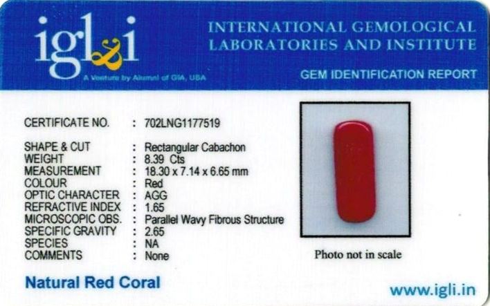 Click to view certificate 9.32-ratti-certified-red-coral-gemstone Certificate (ID-254)