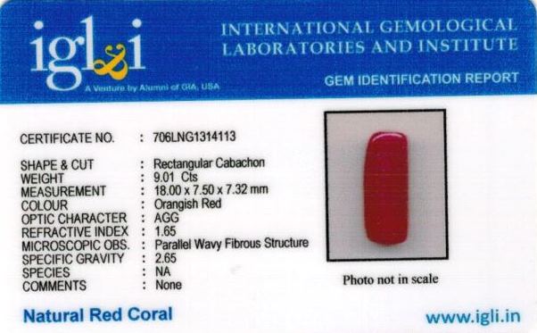 Click to view certificate 10.01-ratti-certified-red-coral-stone Certificate (ID-274)