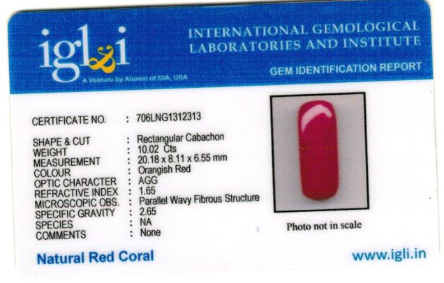 Click to view certificate 11.13-ratti-certified-red-coral-stone Certificate (ID-262)