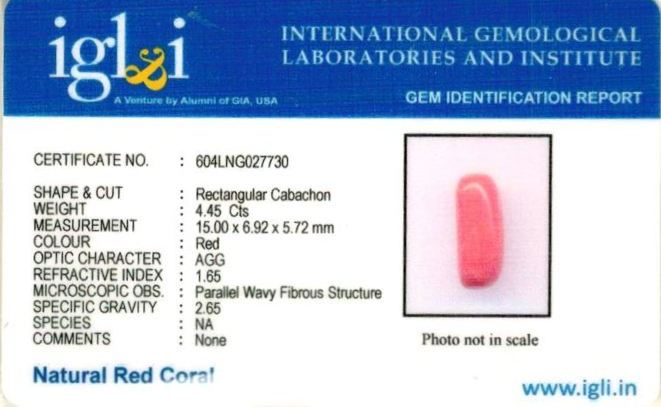 Click to view certificate 4.94-ratti-certified-red-coral-gemstone Certificate (ID-114)