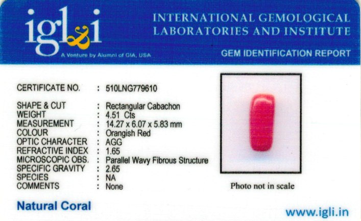 Click to view certificate 5.01-ratti-certified-red-coral-gemstone Certificate (ID-215)