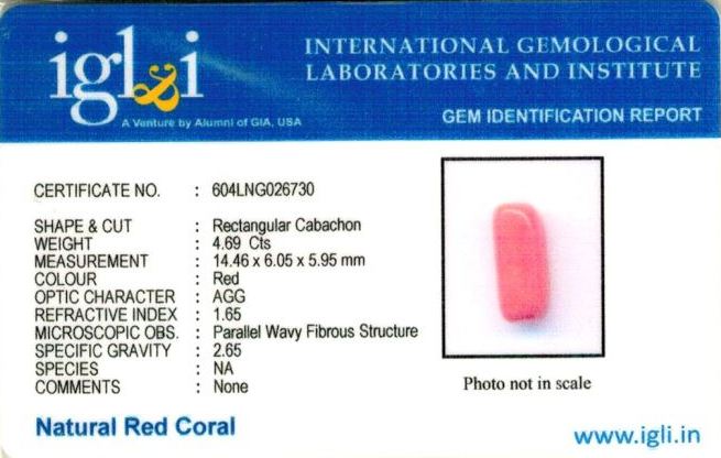 Click to view certificate 5.21-ratti-certified-red-coral-gemstone Certificate (ID-121)