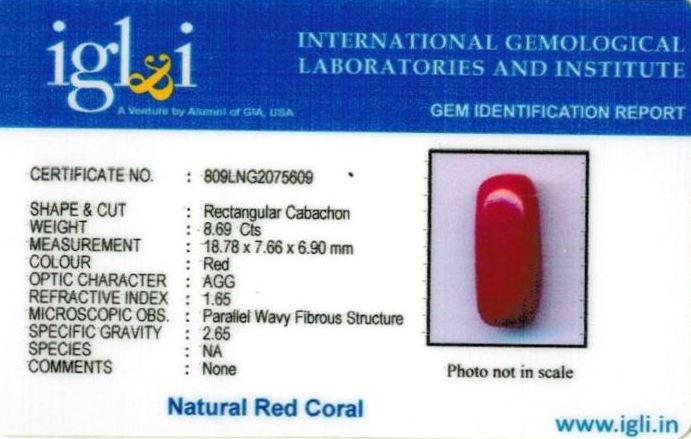 Click to view certificate 10-ratti-certified-red-coral-stone Certificate (ID-300)