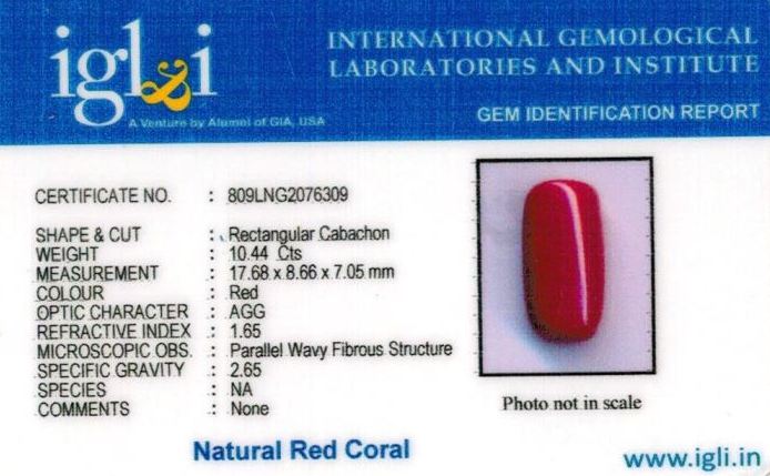 Click to view certificate 12-ratti-certified-red-coral-stone Certificate (ID-288)