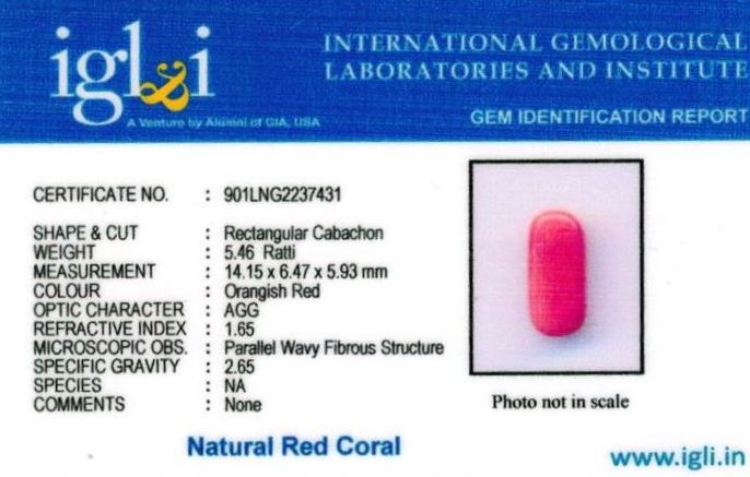 Click to view certificate 5.25-ratti-certified-red-coral Certificate (ID-318)