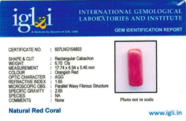 Click to view certificate 7.44-ratti-certified-red-coral-gemstone Certificate (ID-232)