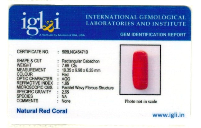 Click to view certificate 8.54-ratti-certified-red-coral-gemstone Certificate (ID-211)