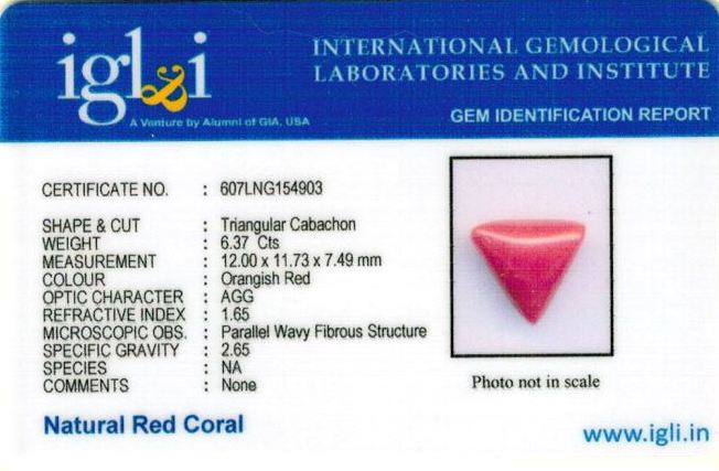 7.08-ratti-certified-triangular-red-coral-gemstone Certificate (ID-110)