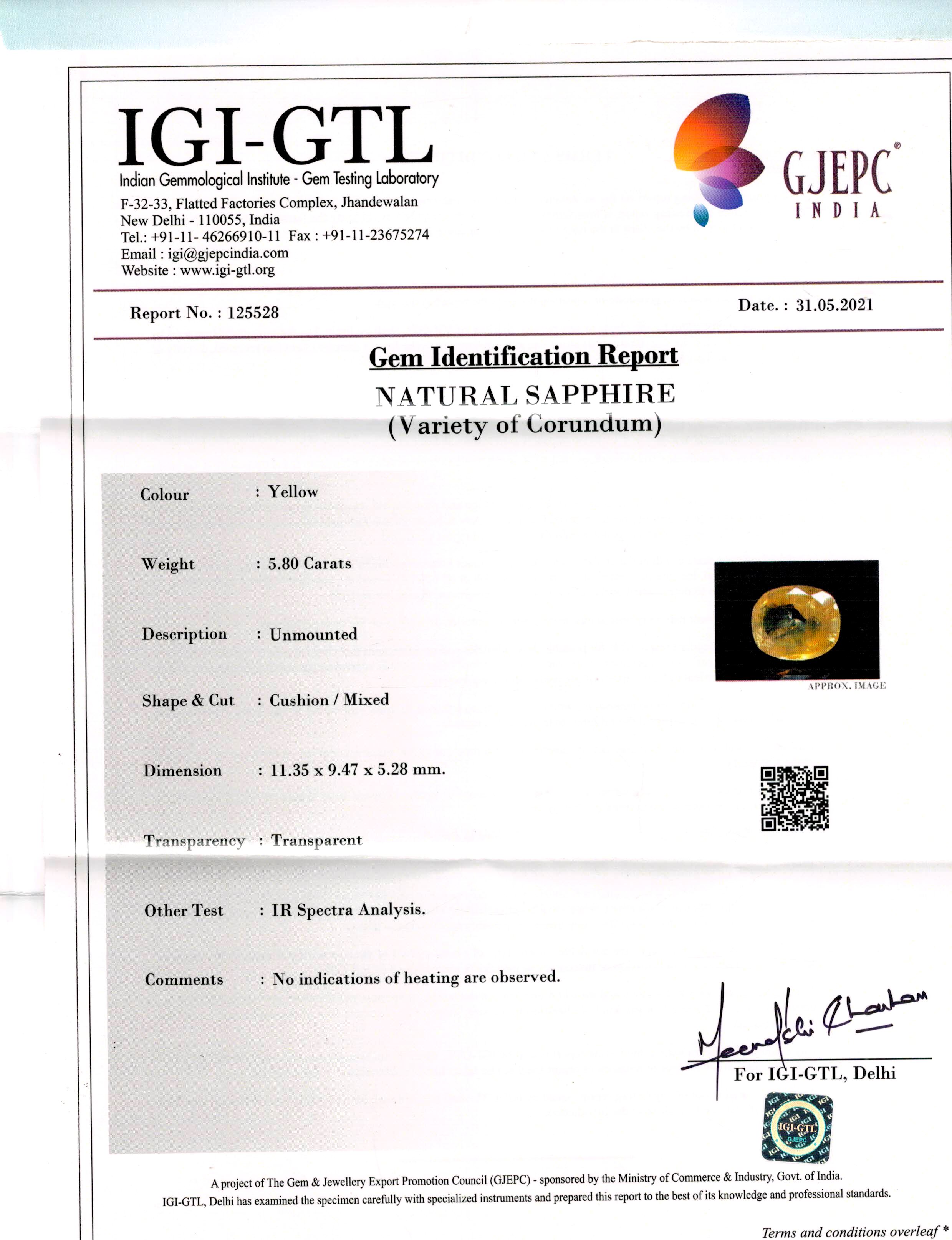 6.25-ratti-certified-srilankan-yellow-sapphire Certificate (ID-509)