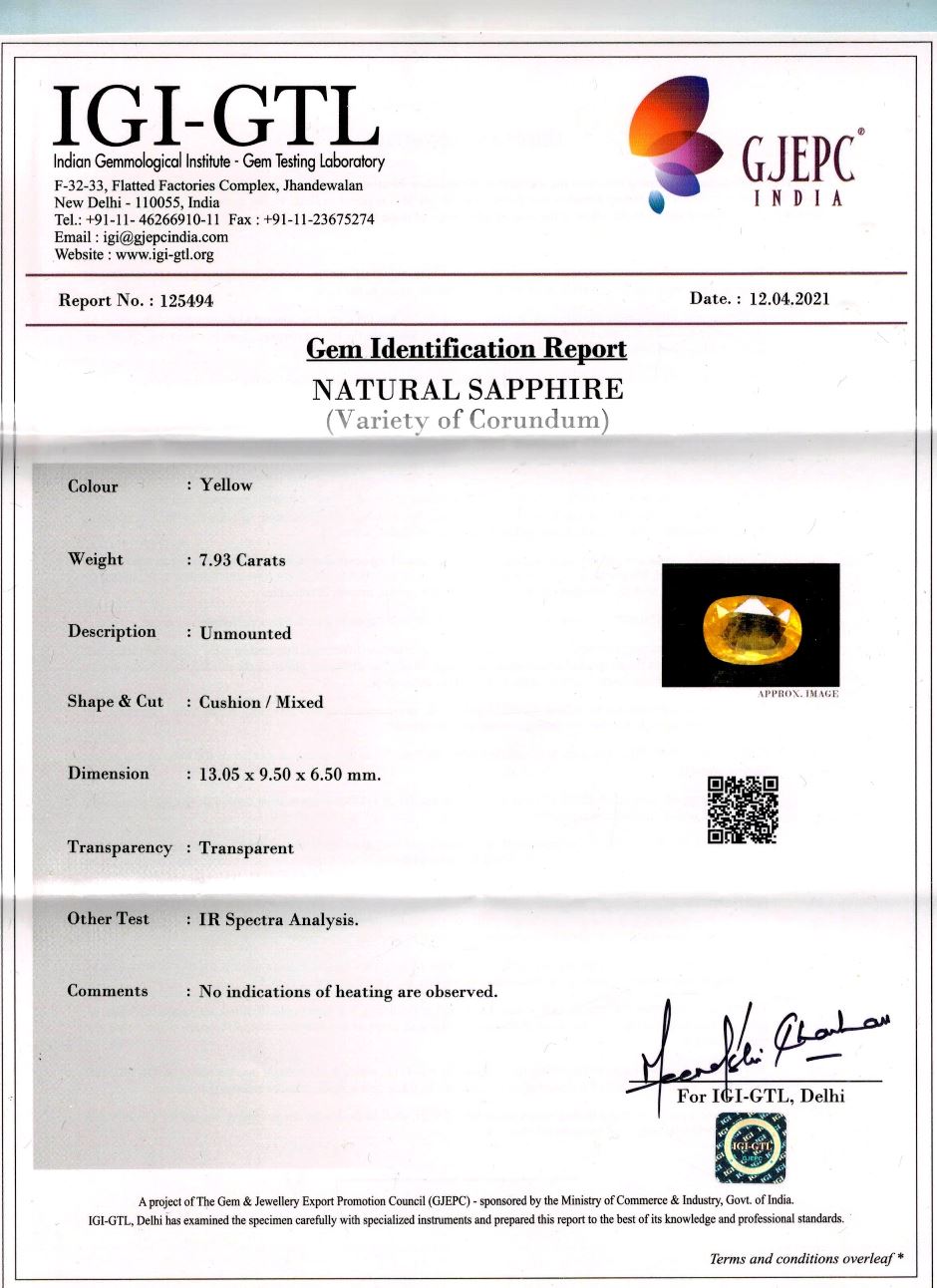 9-ratti-certified-srilankan-yellow-sapphire Certificate (ID-508)