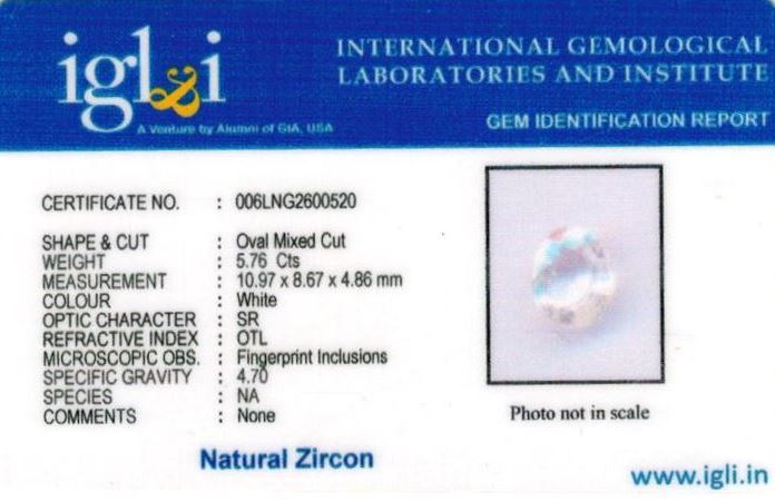 6.25-ratti-certified-zircon Certificate (ID-151)