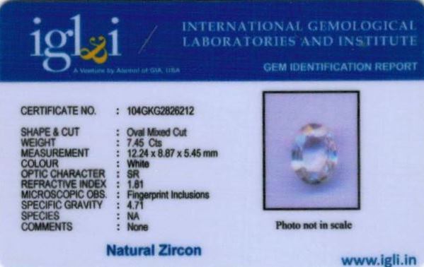 8.25-ratti-certified-zircon Certificate (ID-161)