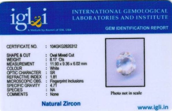9.25-ratti-certified-zircon Certificate (ID-162)