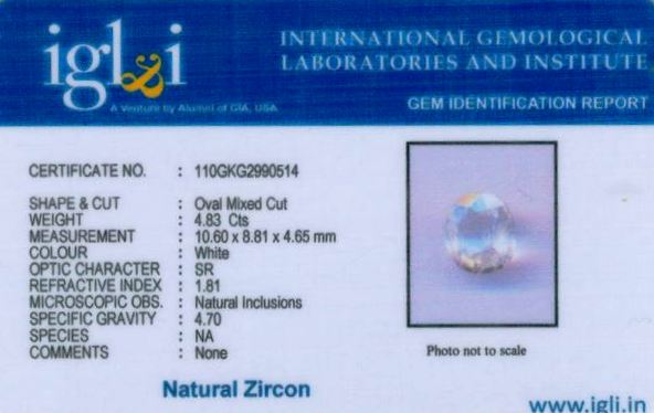 5.25-ratti-certified-zircon Certificate (ID-175)